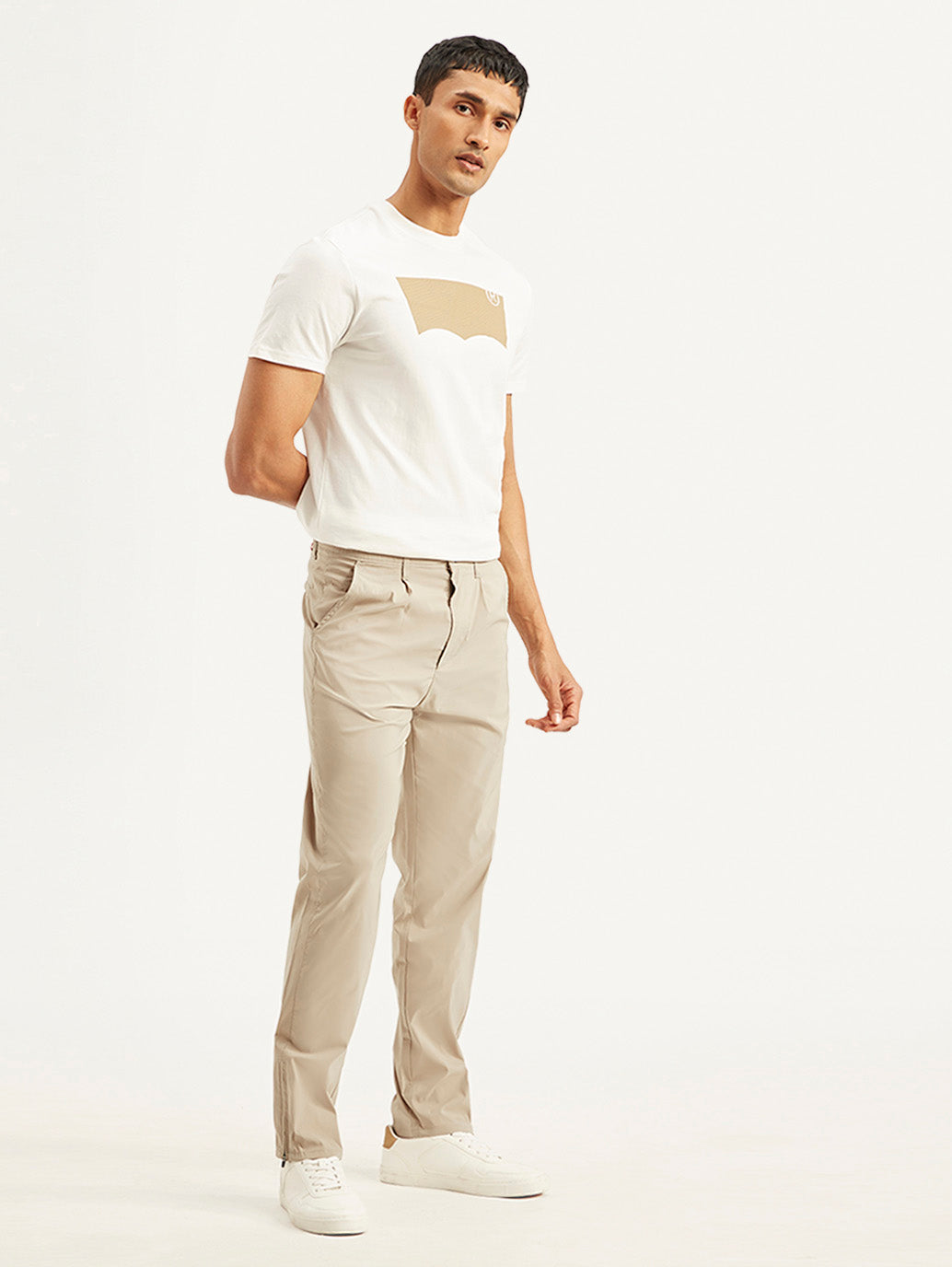 Men's Beige Regular Fit Trousers - ff7448f9-7345-4c7a-948b-6b8df4904d51 View
