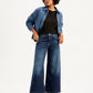 Women's 94 Indigo Baggy Wide Leg Fit Mid Rise Jeans - Styleshot View