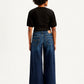 Women's 94 Indigo Baggy Wide Leg Fit Mid Rise Jeans - Back View