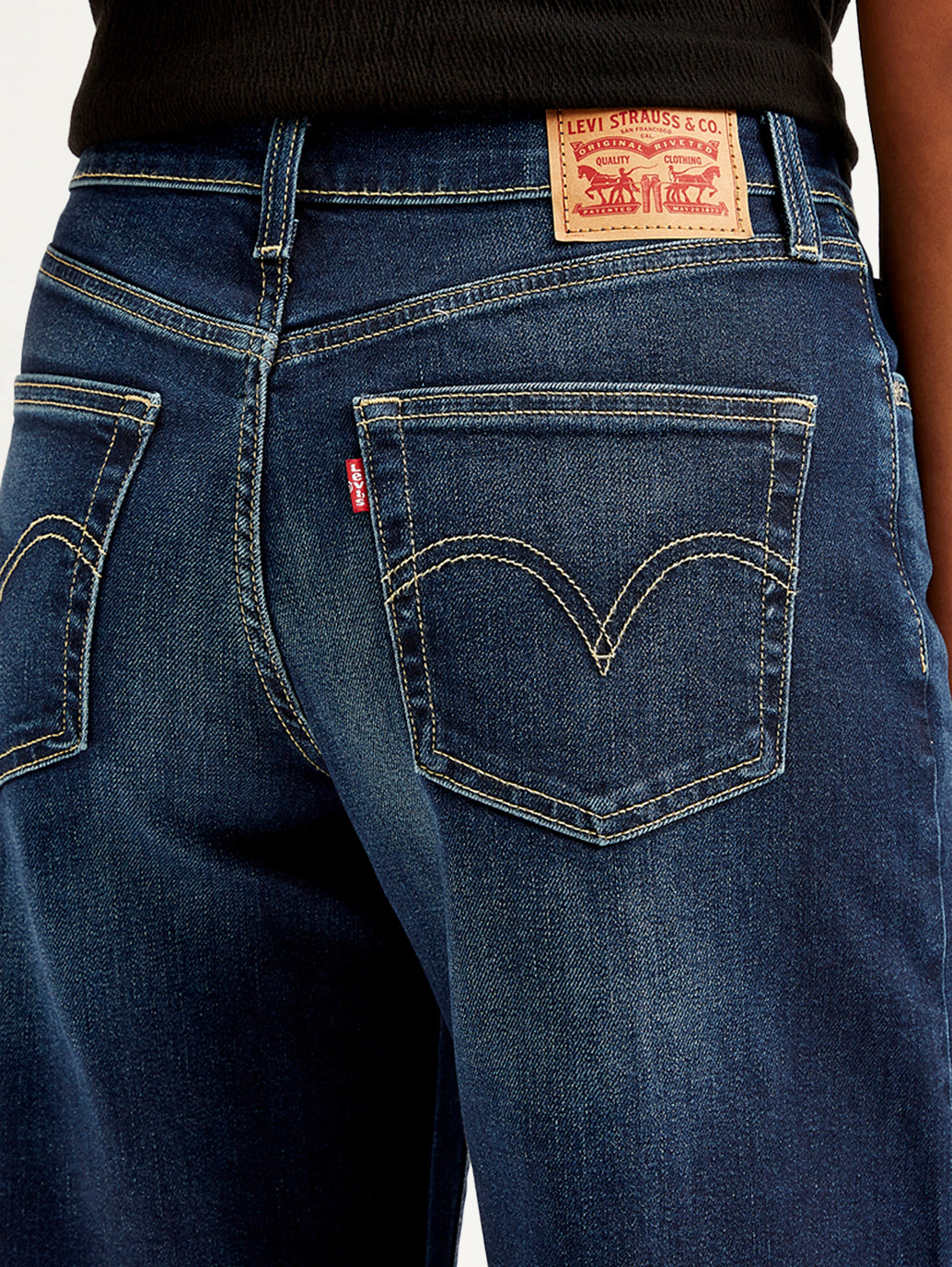 Women's 94 Indigo Baggy Wide Leg Fit Mid Rise Jeans - Detail View