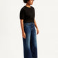 Women's 94 Indigo Baggy Wide Leg Fit Mid Rise Jeans - Side View