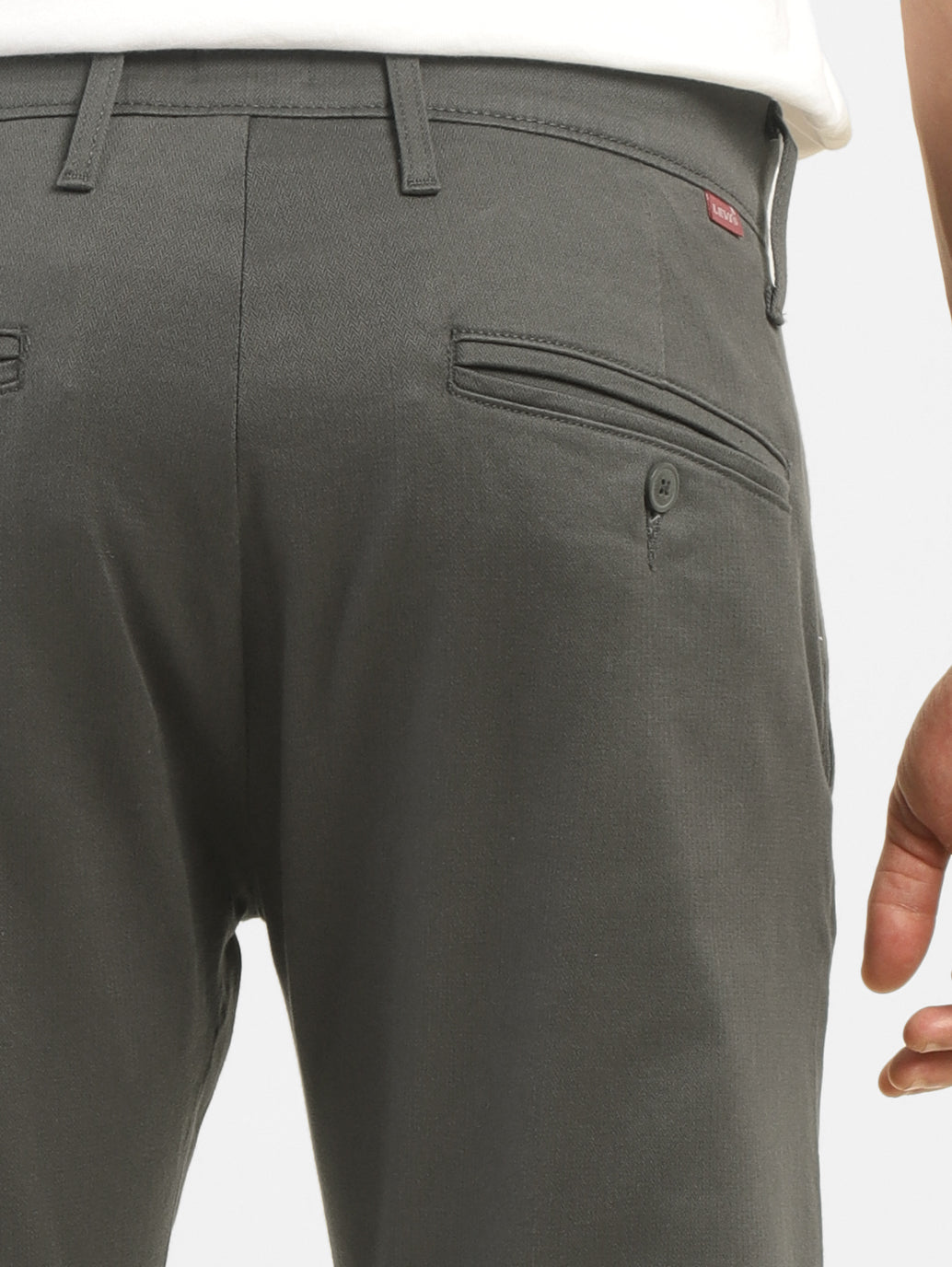 Men's Grey Slim Fit Trousers - BackDetails View