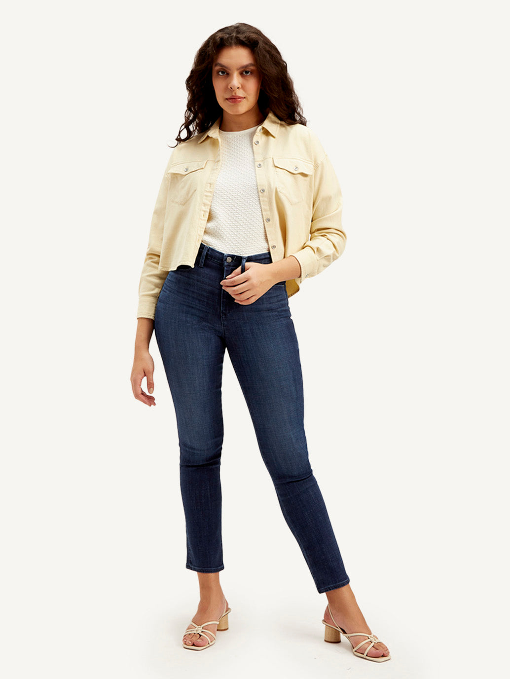 Women's Redloop 724 Blue Straight Fit Mid Rise Jeans - Styleshot View