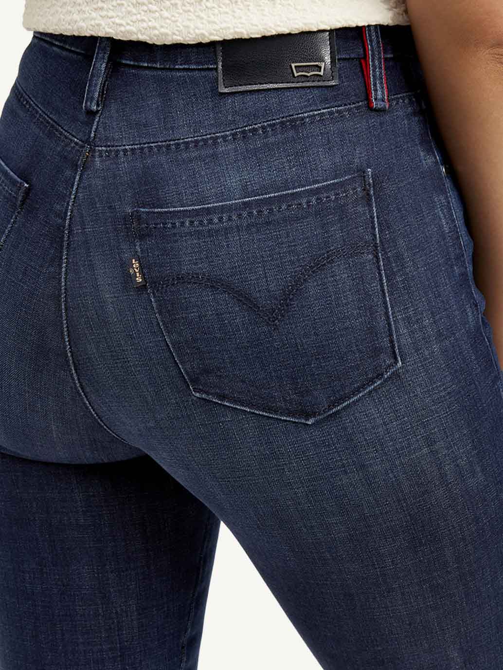 Women's Redloop 724 Blue Straight Fit Mid Rise Jeans - Detail View