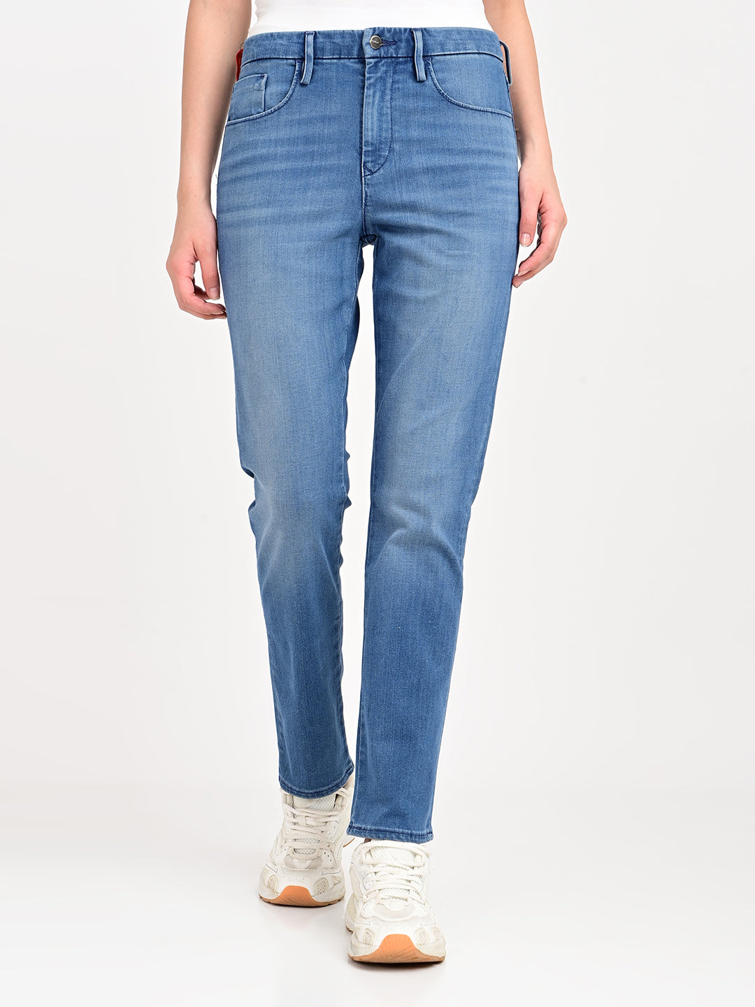 Women's 724 Blue Slim Straight Fit High Rise Redloop Jeans - jpg View