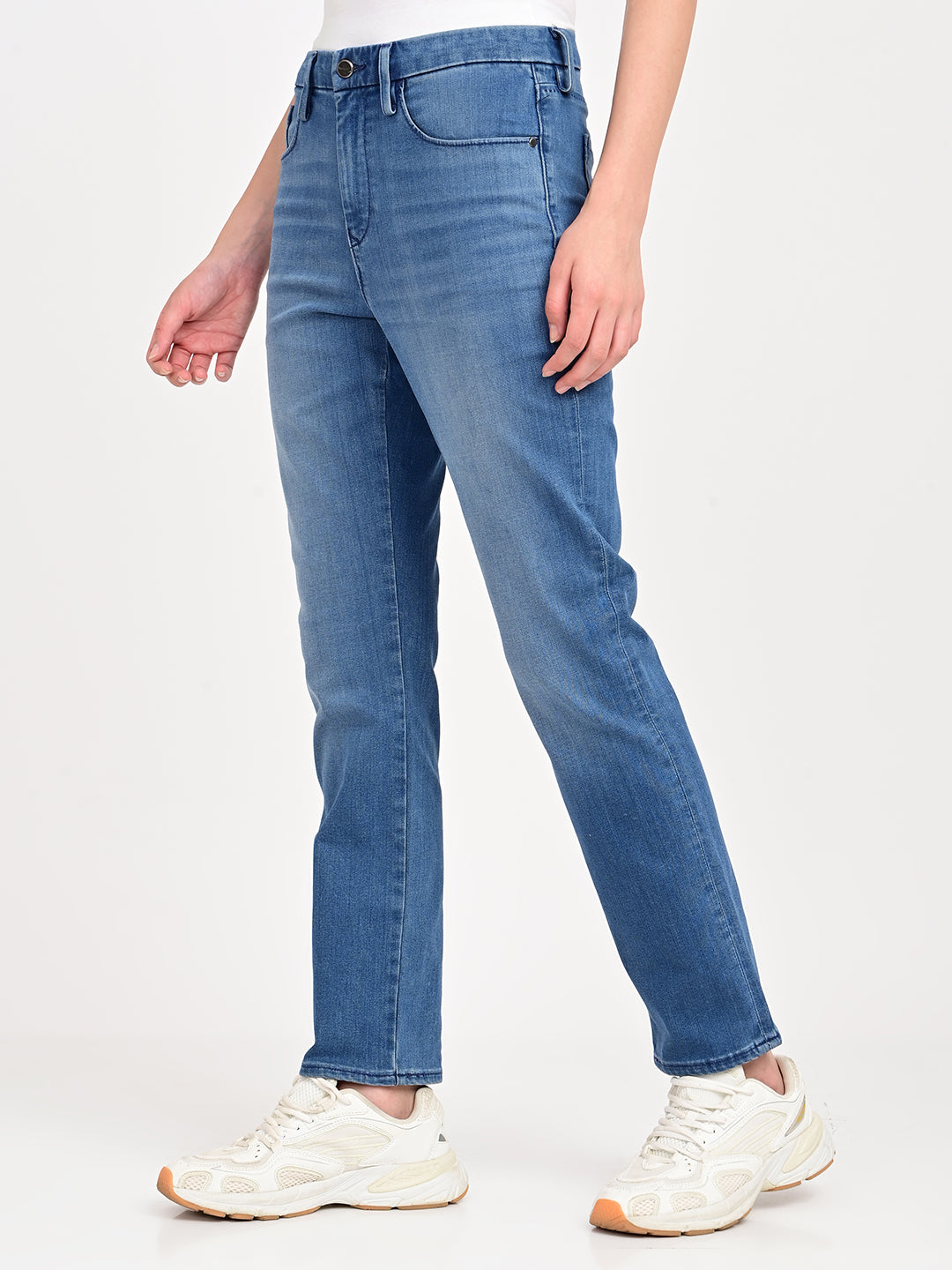 Women's 724 Blue Slim Straight Fit High Rise Redloop Jeans - jpg View