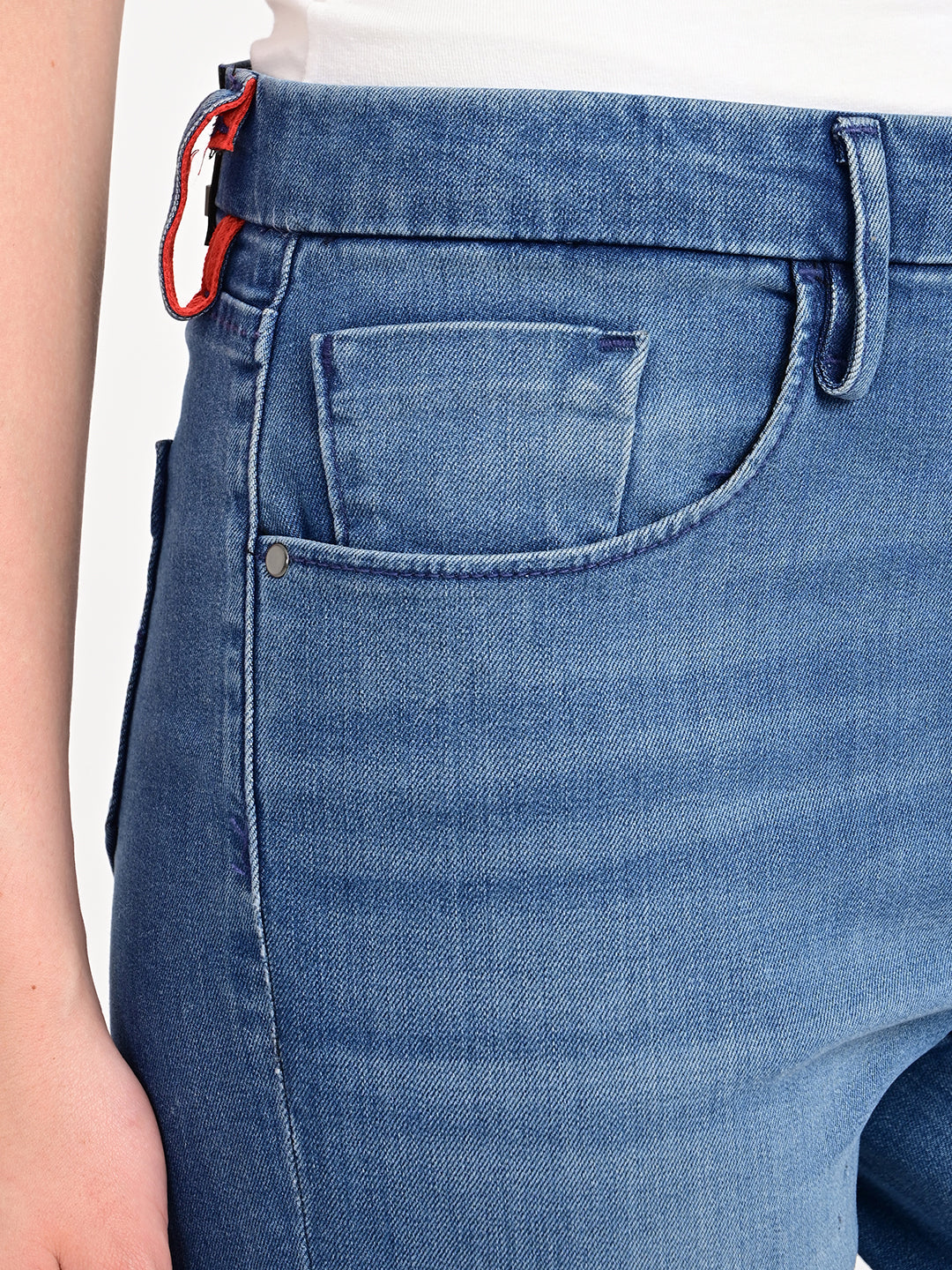 Women's 724 Blue Slim Straight Fit High Rise Redloop Jeans - detail View