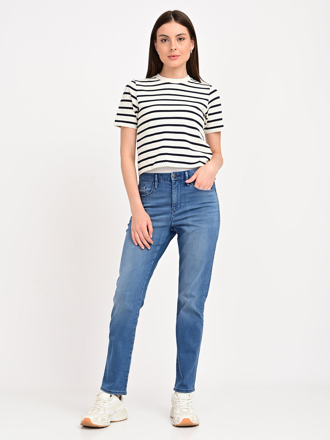 Women's 724 Blue Slim Straight Fit High Rise Redloop Jeans