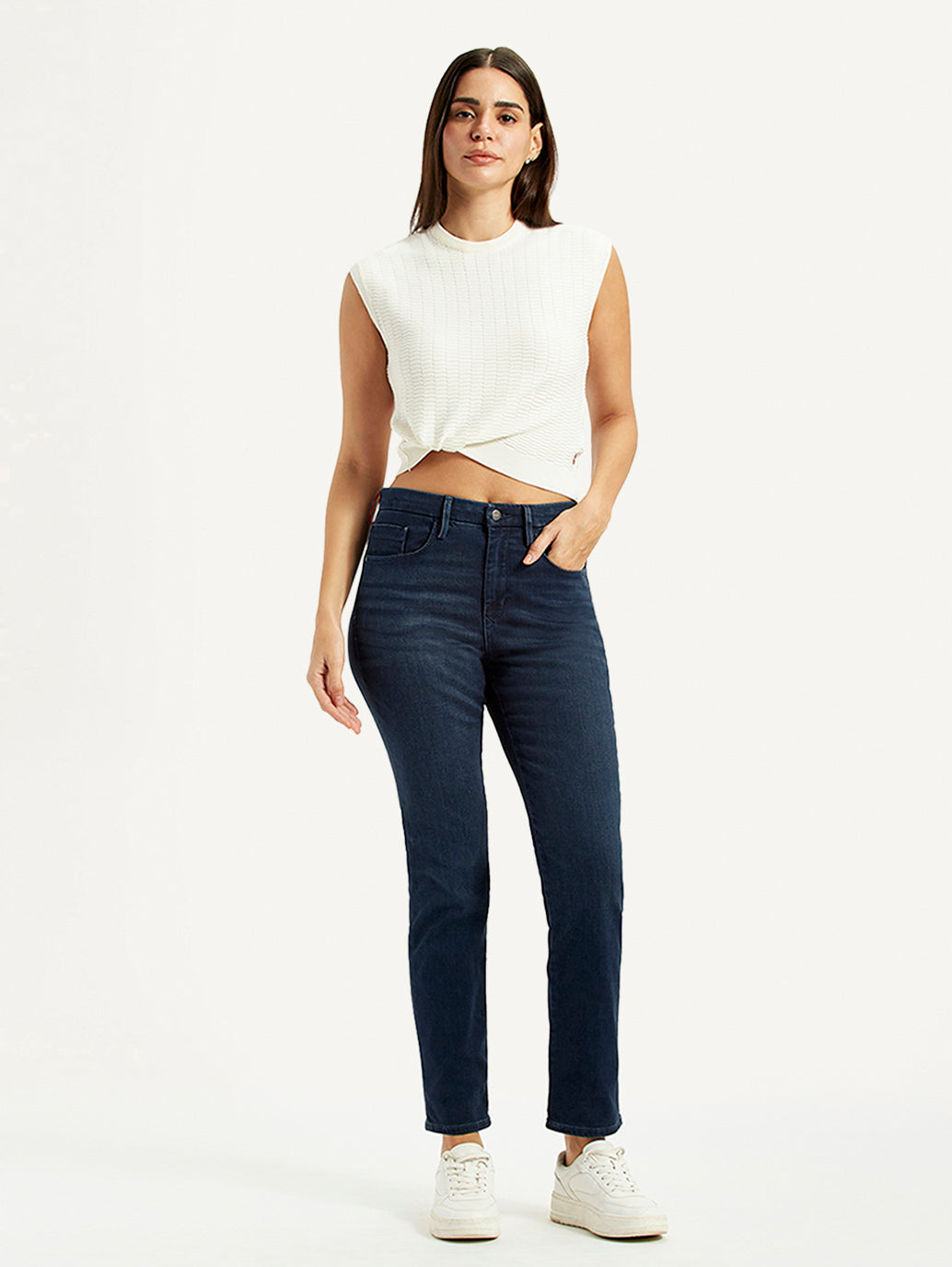 Women's Redloop 724 Dark Blue Straight Fit High Rise Jeans