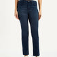 Women's Redloop 724 Dark Blue Straight Fit High Rise Jeans - Front View