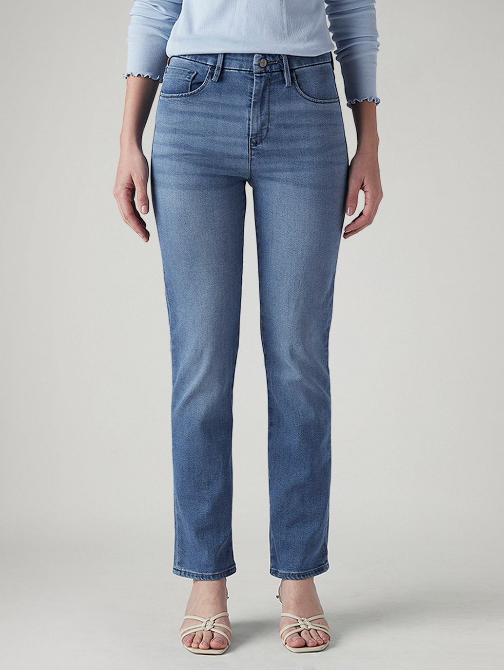 Women's 724 Blue Slim Straight Fit High Rise Redloop Jeans - Front View