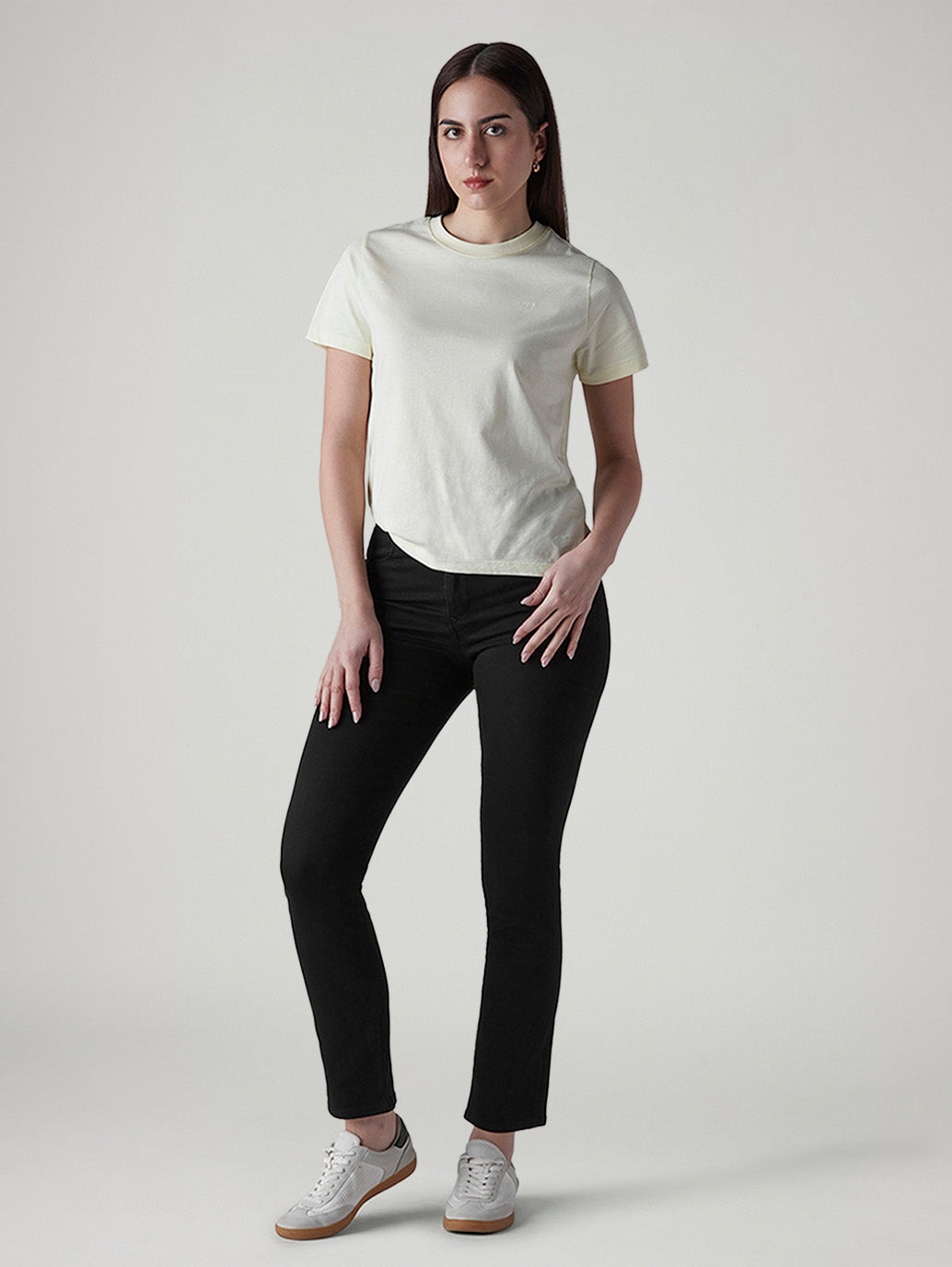 Women's 724 Black Slim Straight Fit High Rise Redloop Jeans - Styleshot View