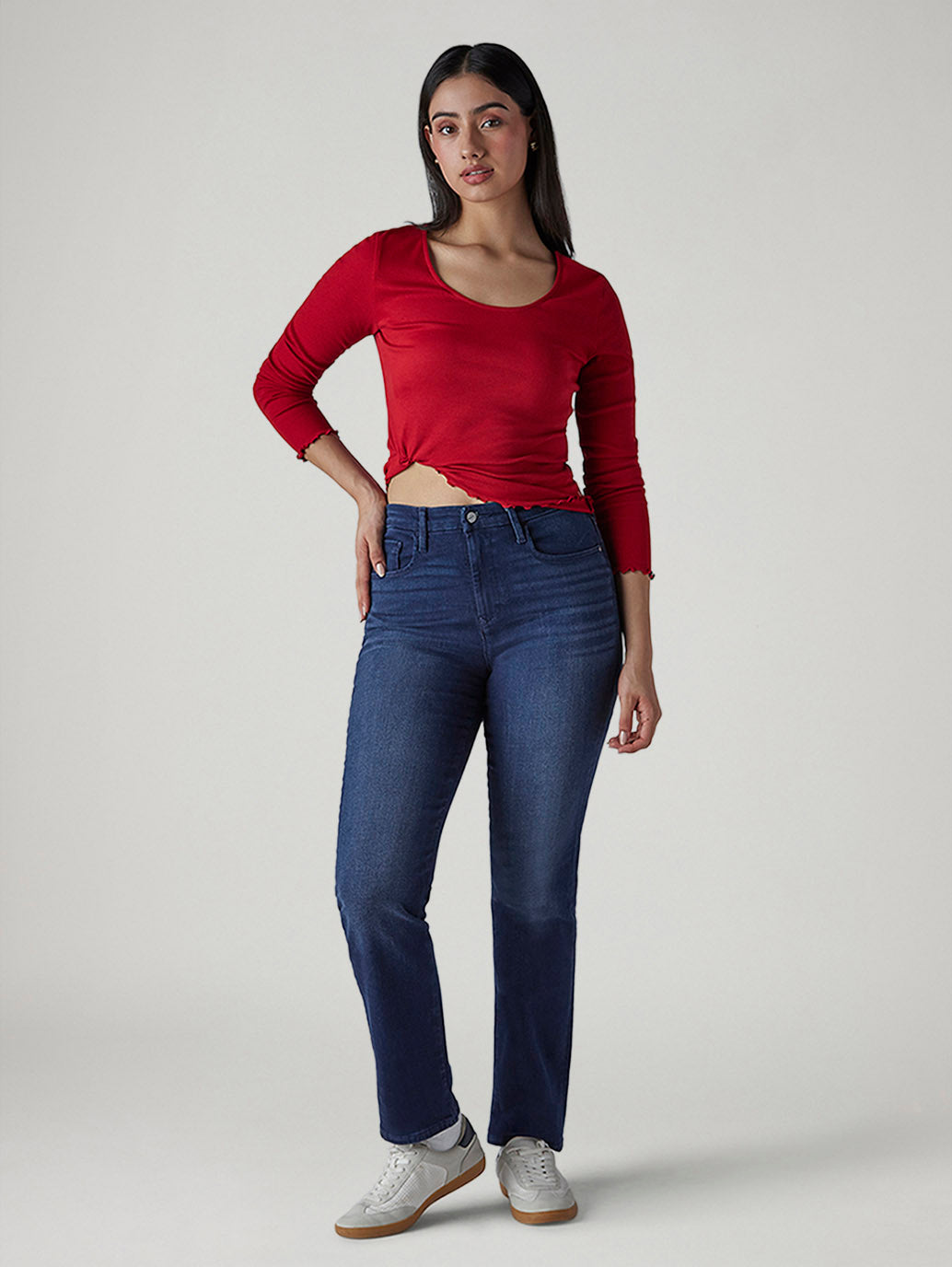 Women's 724 Dark Indigo Slim Straight Fit High Rise Redloop Jeans