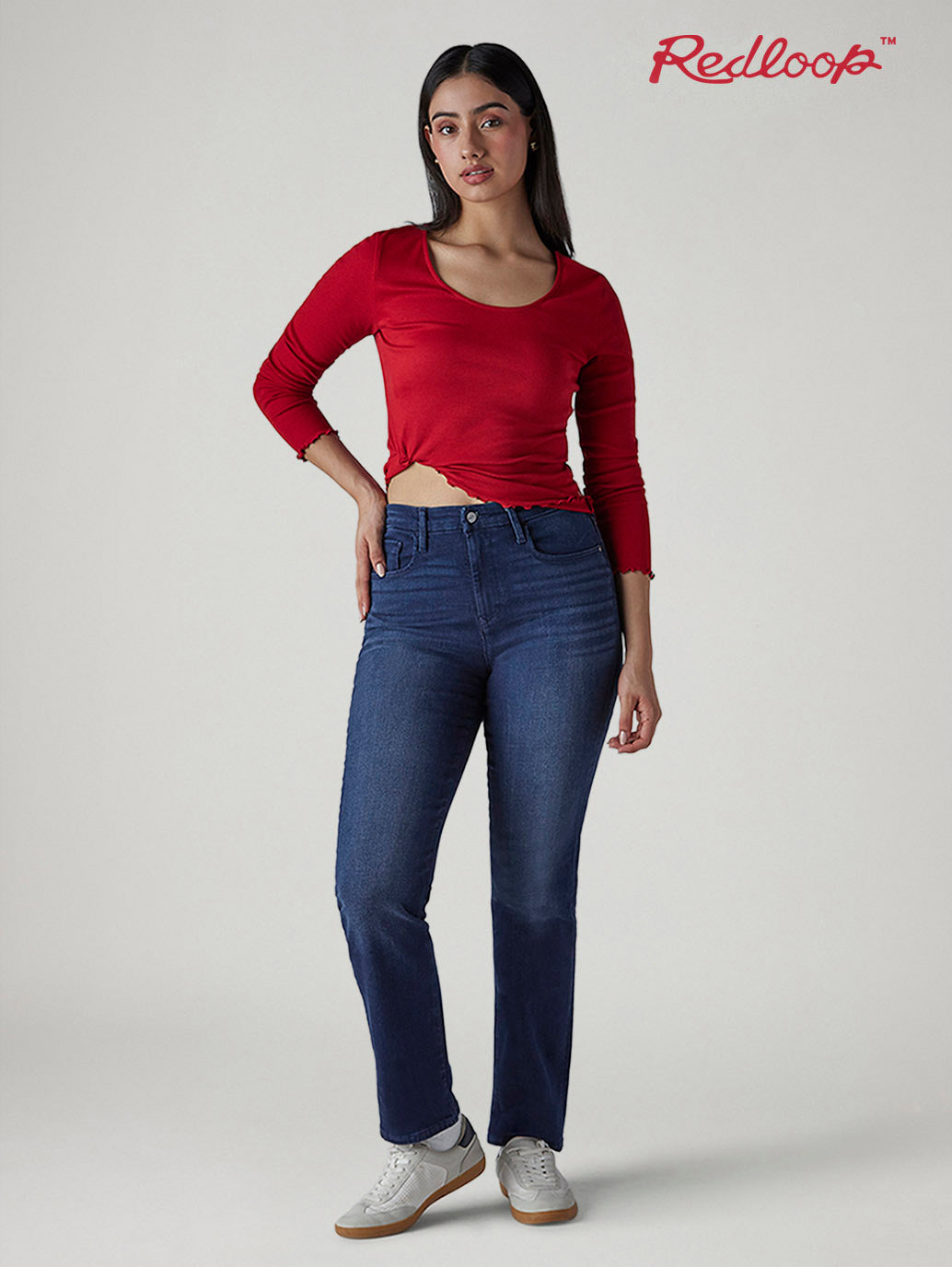 Women's 724 Dark Indigo Slim Straight Fit High Rise Redloop Jeans