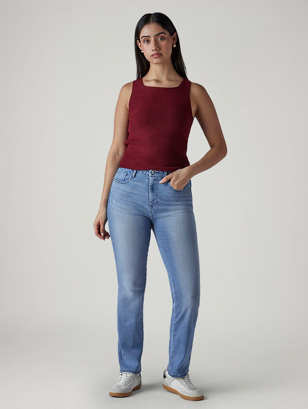 Women's 724 Light Indigo Slim Straight Fit High Rise Redloop Jeans - 20 View