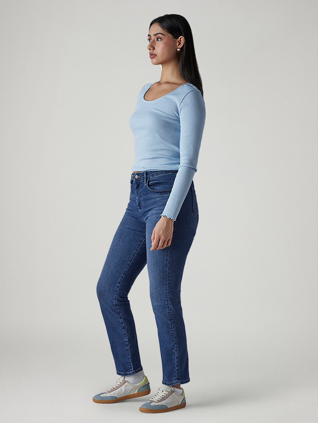 Women's 724 Med Indigo Slim Straight Fit High Rise Redloop Jeans - 20 View