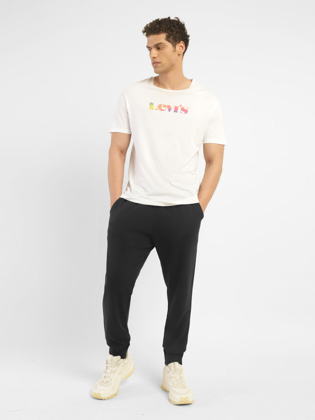 Men's Black Regular Fit Joggers - StyleShot View