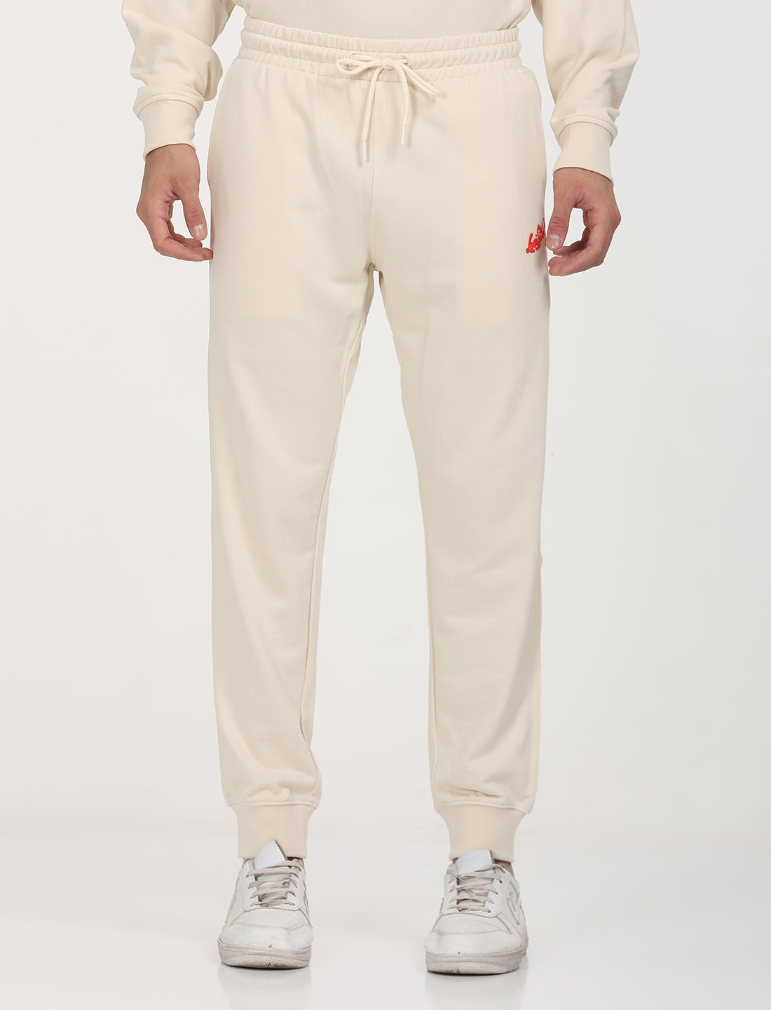Men's Beige Regular Fit Joggers - Front View