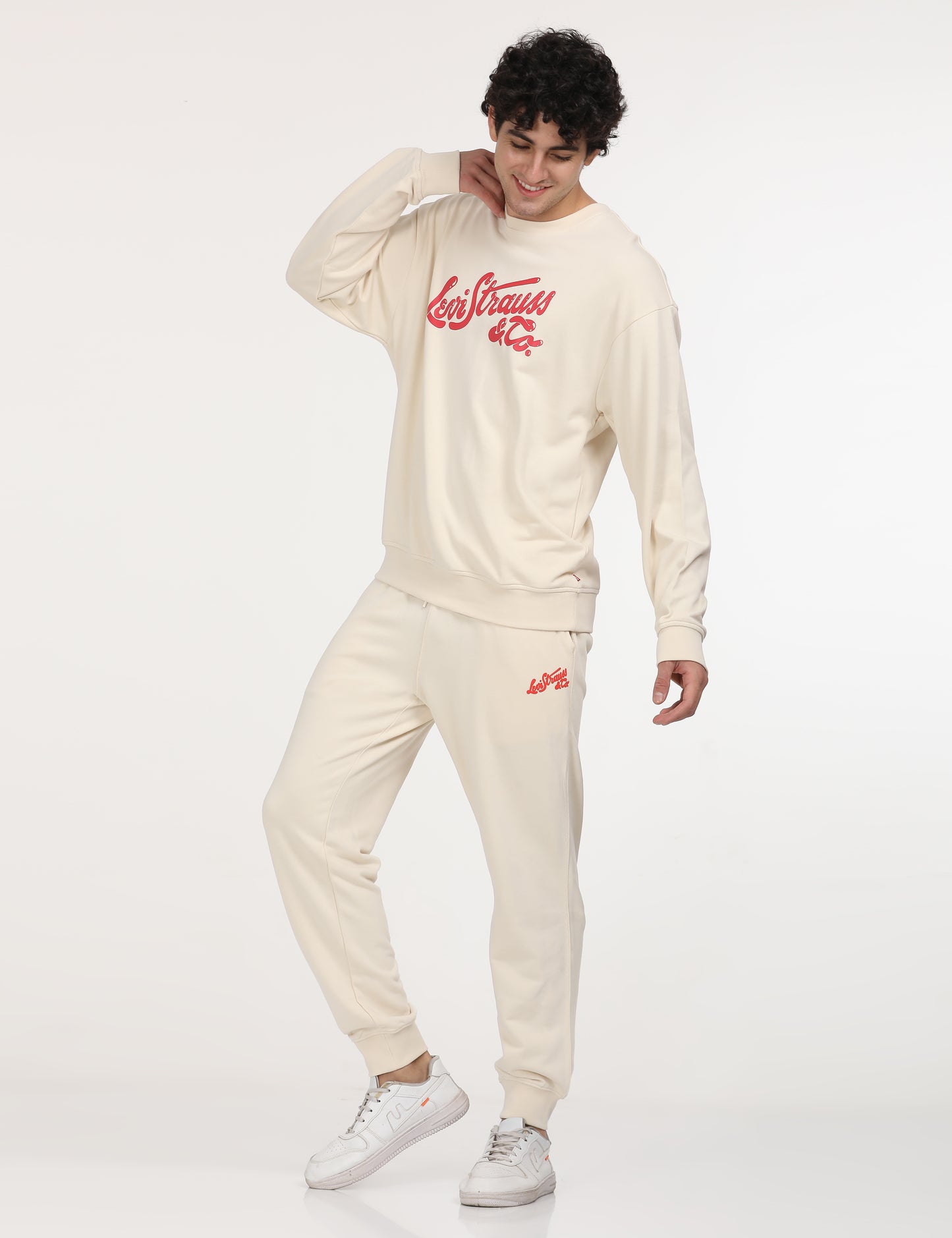 Men's Beige Regular Fit Joggers - 7 View