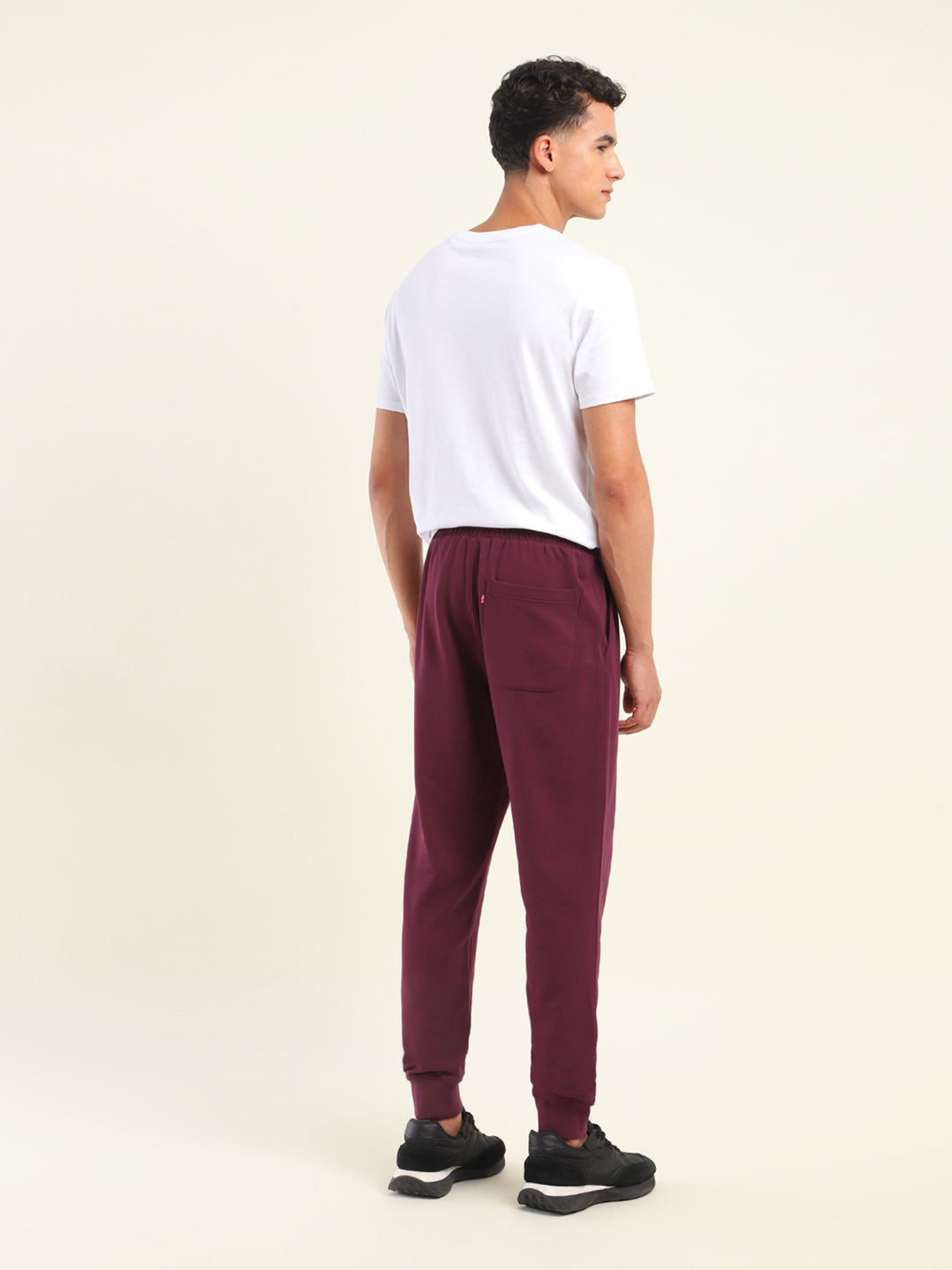 Men's Regular Fit Red Joggers - Back View