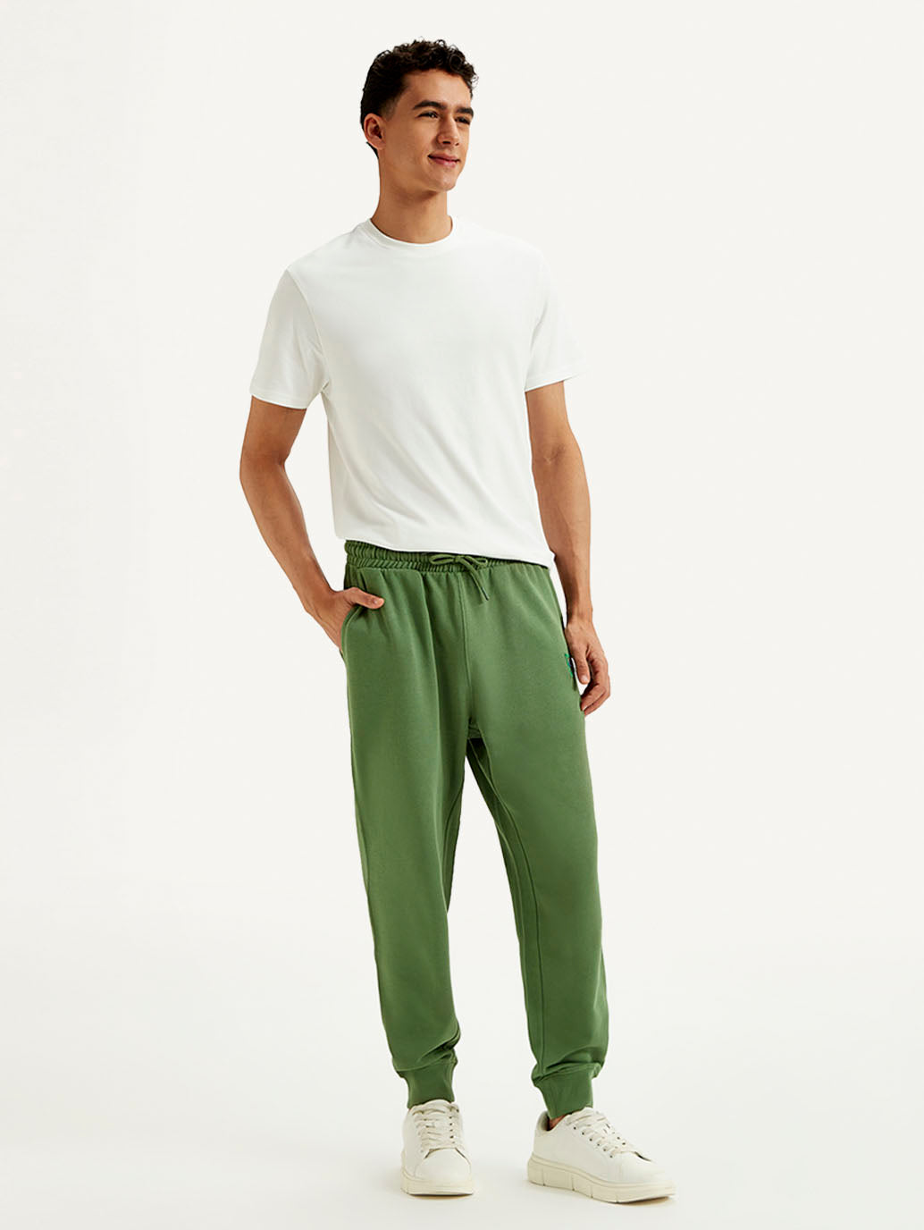 Men's Green Solid Utility Joggers - Styleshot View