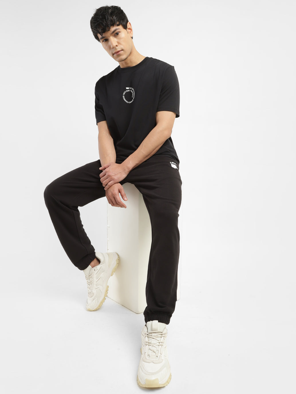 Men's Black Regular Fit Joggers - a11dfde5-d972-4819-87f6-c9dd9d4f4a0d View