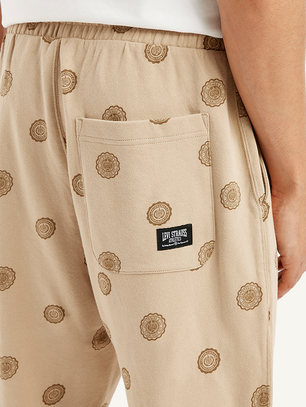 Men's Beige Regular Fit Joggers - Detail View