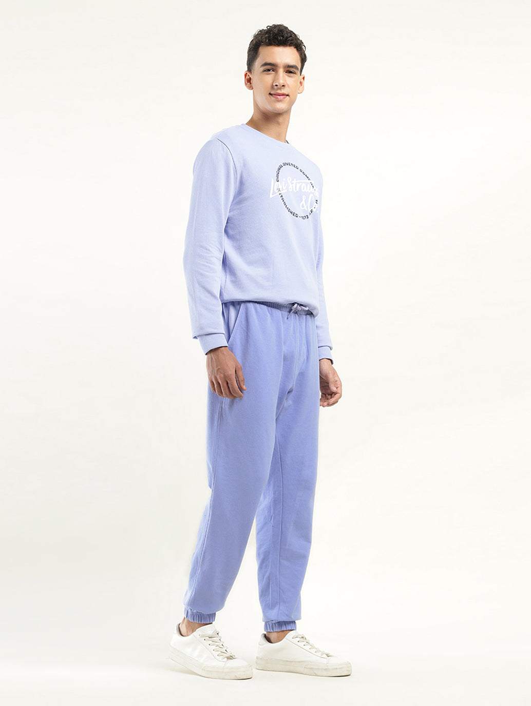 Men's Blue Regular Fit Joggers - Front View