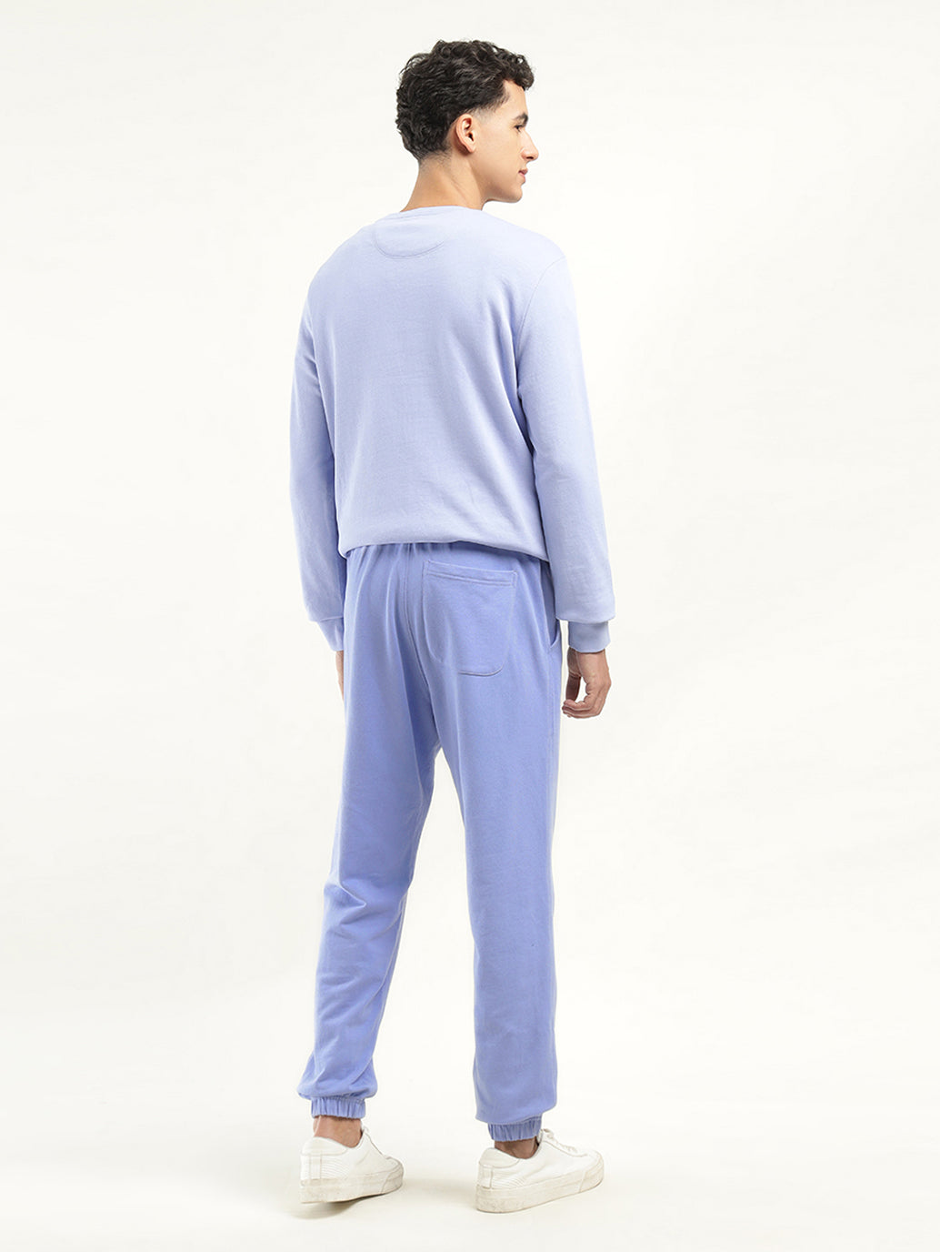 Men's Blue Regular Fit Joggers - Back View