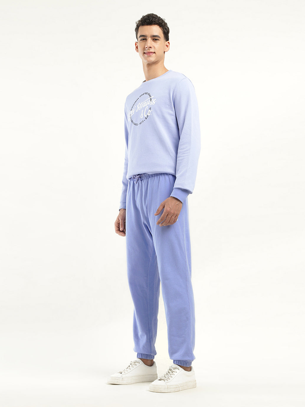 Men's Blue Regular Fit Joggers - side View