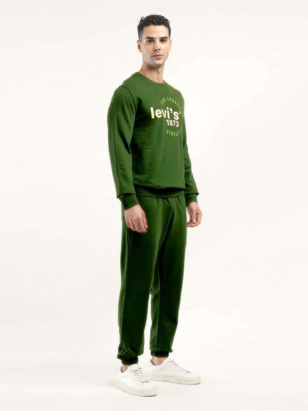 Men's Green Regular Fit Trousers - Front View