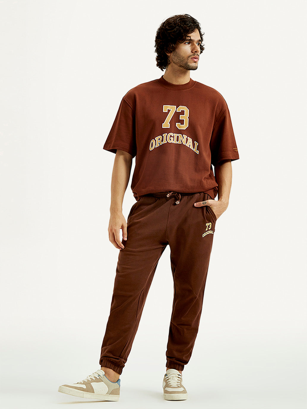 Men's Brown Solid Joggers