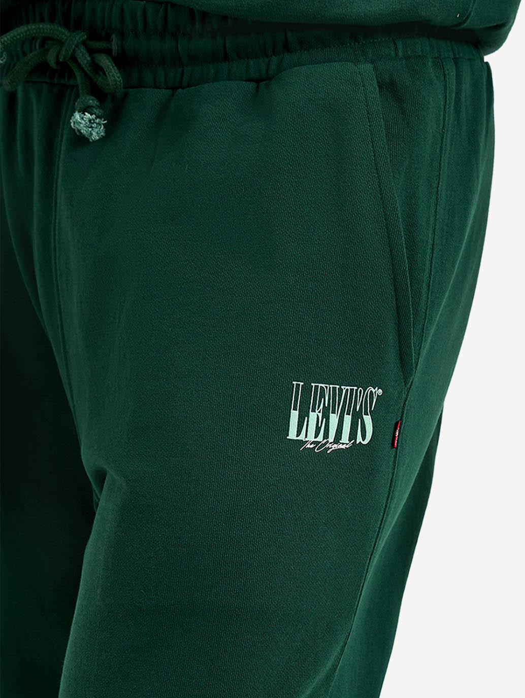 Men's Dark Green Solid Joggers - Detail View