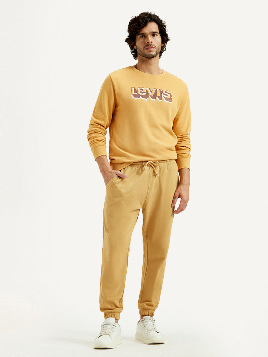 Men's Yellow Solid Joggers - Styleshot View