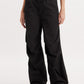 Women's Mid Rise Black Baggy Fit Cargo Trousers - 2 View