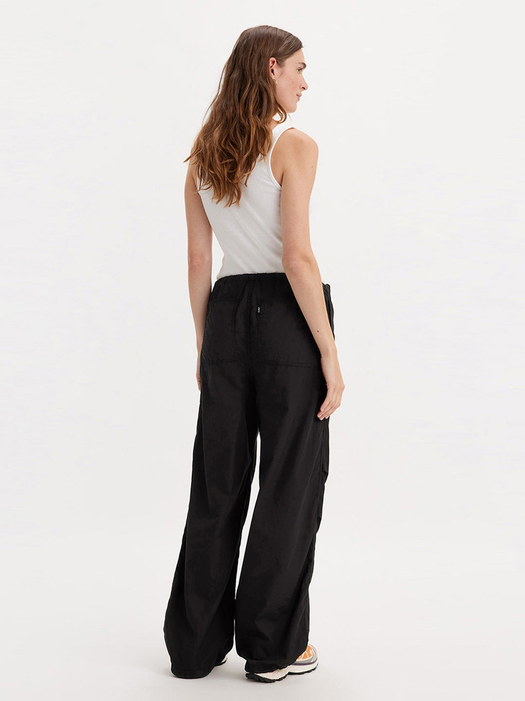 Women's Mid Rise Black Baggy Fit Cargo Trousers - 4 View