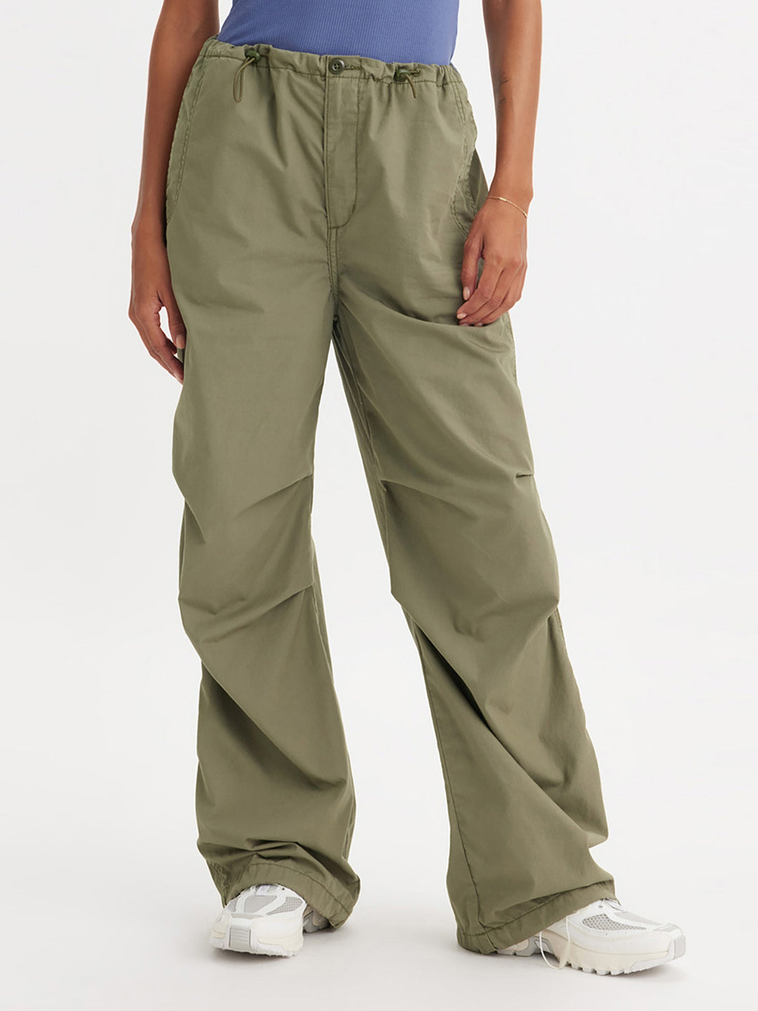 Women's Mid Rise Green Loose Fit Trousers - 2 View