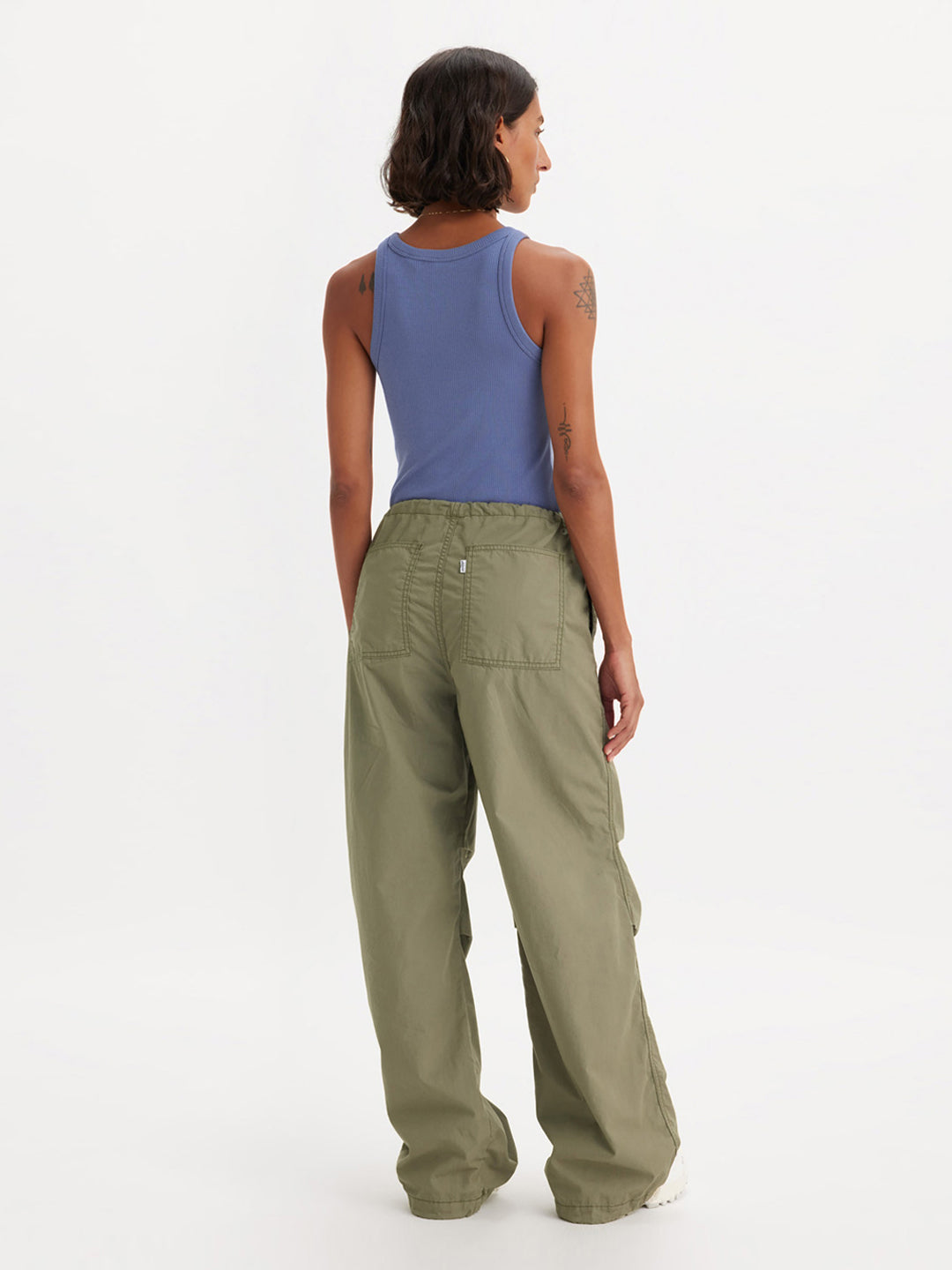 Women's Mid Rise Green Loose Fit Trousers - 4 View