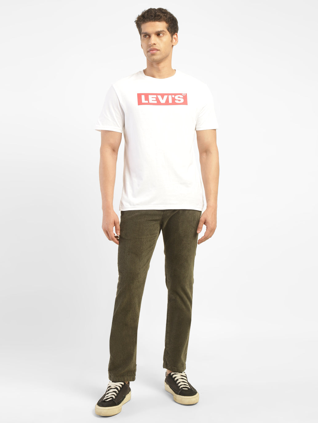 Men's Green Regular Fit Trousers - ModelFront View