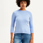Women's Solid Light Blue Crew Neck Sweater - Front View