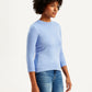 Women's Solid Light Blue Crew Neck Sweater - Side View