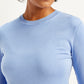 Women's Solid Light Blue Crew Neck Sweater - Detail View