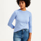 Women's Solid Light Blue Crew Neck Sweater - Styleshot View