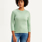 Women's Solid Green Crew Neck Sweater - Front View