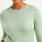 Women's Solid Green Crew Neck Sweater - Detail View