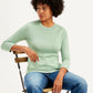 Women's Solid Green Crew Neck Sweater - Styleshot View