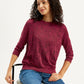Women's Self Design Maroon Crew Neck Sweater - Styleshot View
