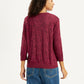 Women's Self Design Maroon Crew Neck Sweater - Back View