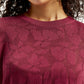 Women's Self Design Maroon Crew Neck Sweater - Detail View