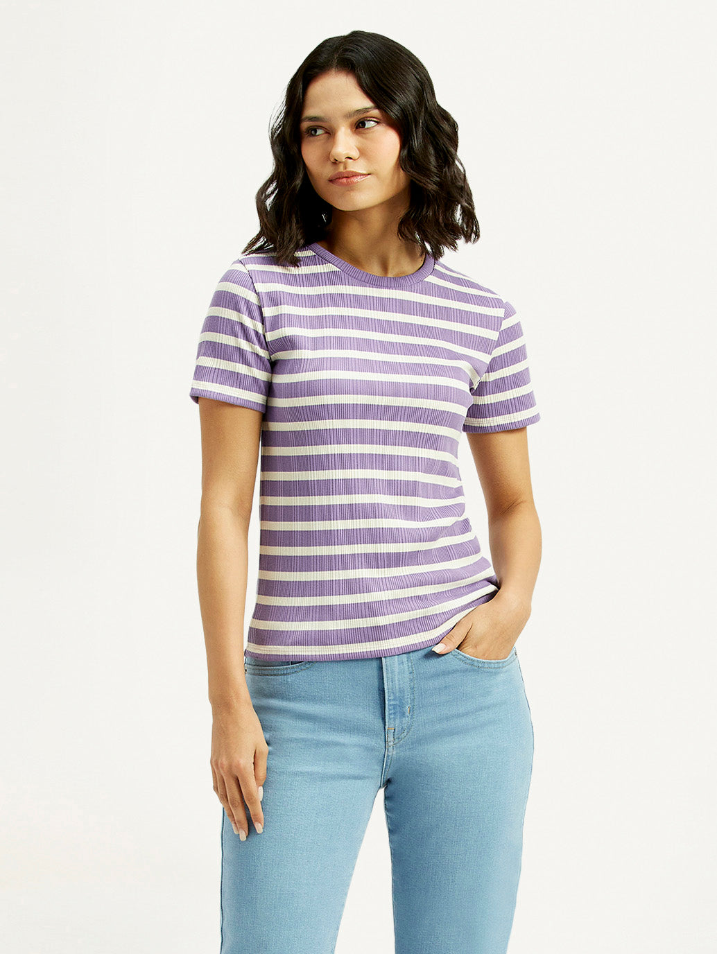 Women's Striped Slim Fit T-shirt - Styleshot View